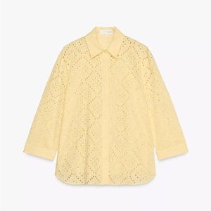 Zara Light Yellow Eyelet Blouse